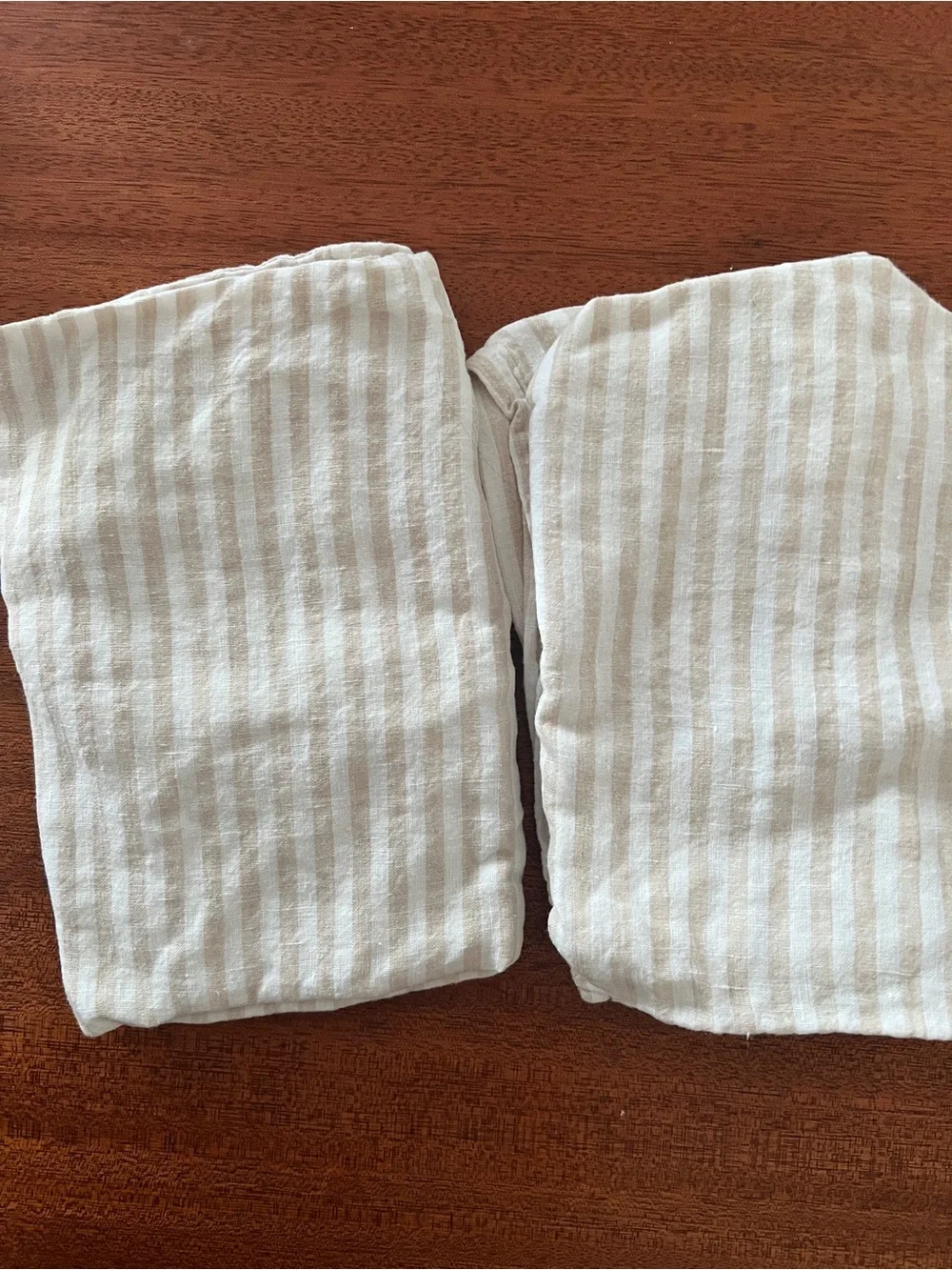 Quince European Linen Stripe Sham Set in Natural/White, King